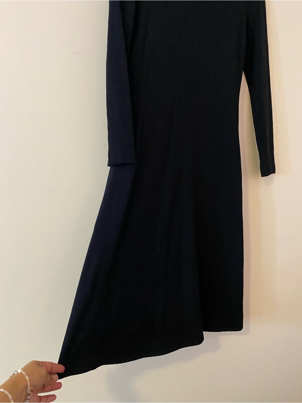 Vintage Marshall Field & Company Made In Italy Wool Black Turtleneck Midi Dress - Picture 2 of 11